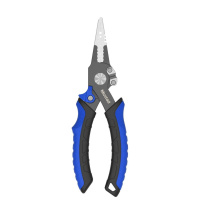 MUSTAD 7.5inch ALUMINUM BODY, STAINLESS STEEL JAWS, TUNGSTEN CARBIDE BRAID CUTTER BLUE