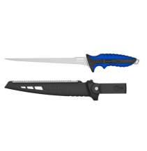 MUSTAD 9inch 4116 STAINLESS STEEL ULTRA FLEX FILLET KNIFE - POLISHED BLADE FINISH BLUE