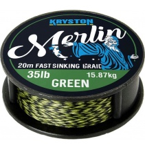 Kryston pletené šňůrky - Merlin fast sinking braid zelený 35lb 20m