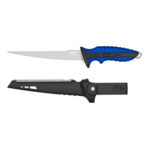 MUSTAD 7inch 4116 STAINLESS STEEL FILLET KNIFE - POLISHED BLADE FINISH BLUE